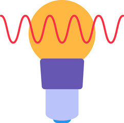 Light bulb energy radiance. Symbol of enlightenment, abstract techno element for modern and retro technological design. Simple color vector pictogram isolated on white background