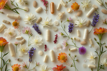 pills made of herbs and flowers	