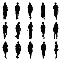 Vector collection set of individual people silhouettes. - obrazy, fototapety, plakaty