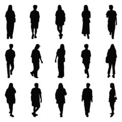 Deurstickers Vector collection set of individual people silhouettes. © Shapesack