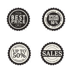 Obraz premium set of black retro stickers and stamps for special offers and discounts in grunge style