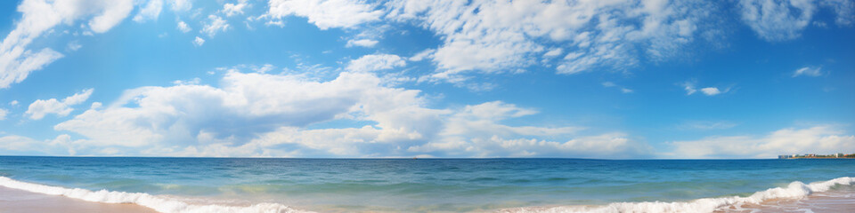 Fototapeta na wymiar Nature landscape view of beautiful sea and beach, blue sky with clouds.