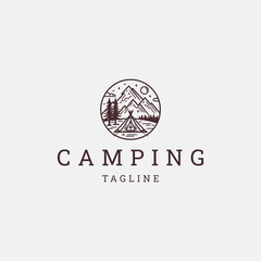 Camping logo vector icon design template