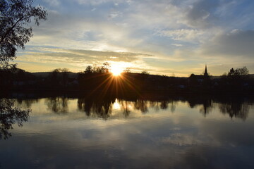 sunset above Longuich at the Mosel