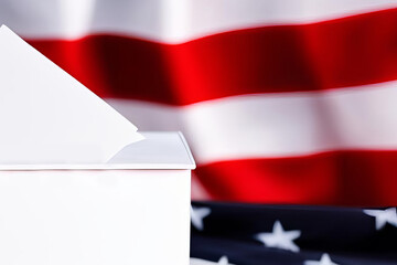 USA election concept, ballot boxes, american flag, ballot