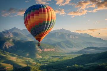Fototapeta na wymiar hot air balloon in the mountains