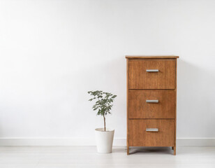 Filing cabinet wood on white background. office equipment.