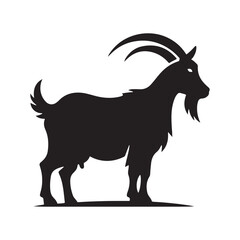 Graceful Goat: Majestic Silhouette Depicting Elegance, Strength, and Symbolism of Nature's Beauty and Power.