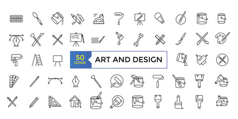 Art and design icon set simple line art style icons pack. Vector illustration © Rubbble