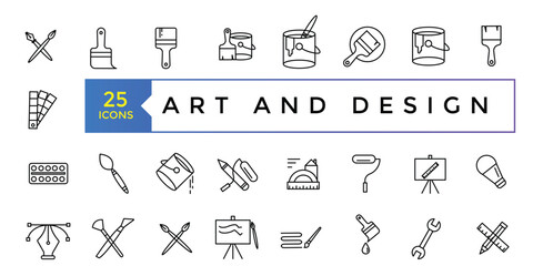 Art and design icon set simple line art style icons pack. Vector illustration