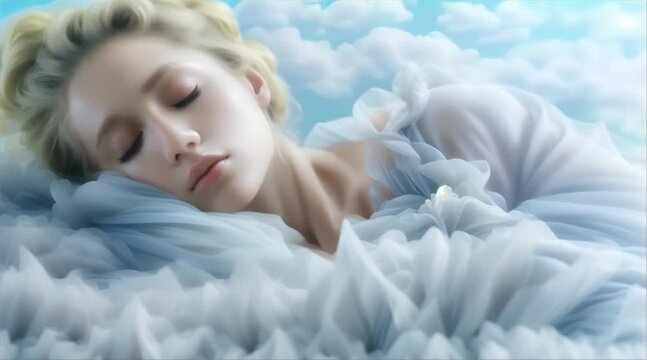 woman sleeping on a cloud