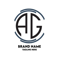 AG monogram logo circle  style  design template