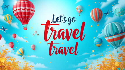 Travel vector template design Let's go travel. Let's go travel around the world.