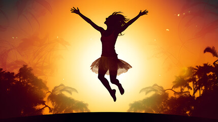 silhouette of a girl jumping,silhouette of a person jumping