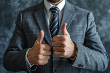 Man in Suit Giving Thumbs Up