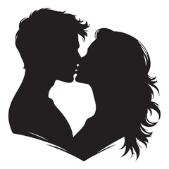 Eternal Love: Passionate Embrace of a Kissing Couple in Romantic Sunset Silhouette.
