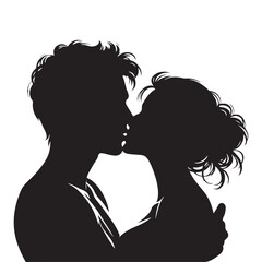 Eternal Love: Passionate Embrace of a Kissing Couple in Romantic Sunset Silhouette.