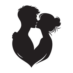 Eternal Love: Passionate Embrace of a Kissing Couple in Romantic Sunset Silhouette.