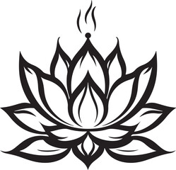 line art of lotus flower on isolated background