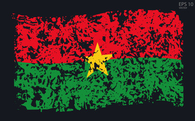 Vector flag of Burkina Faso. Vector illustration with cracks and abrasions.