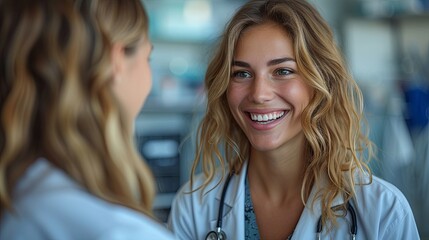 Obraz premium A focused nurse in scrubs is carefully reviewing patient documents in a busy hospital setting, exemplifying professionalism in healthcare.