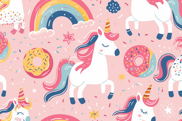 cute unicorn on pink background