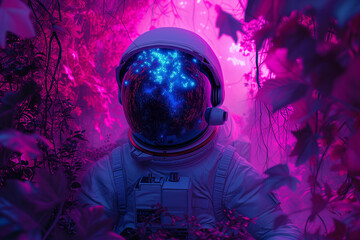 Astronaut in the neon jungle