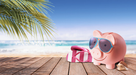Happy piggy bank on the beach: budget friendly vacations