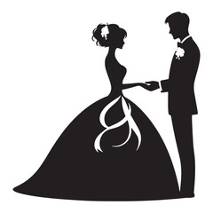 Wedding Bliss: Bride and Groom Silhouette Embracing in Love's Timeless Promise and Beauty.