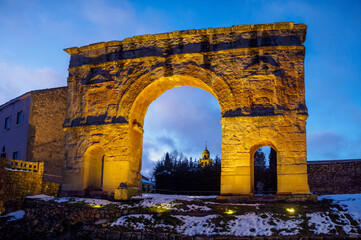 Roman arch of Medinaceli. Soria, Castilla y Leon, Spain. - 733777365