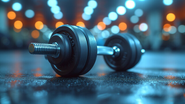 Dumbbell close up image in studio gym high quality photography