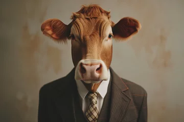 Foto op Plexiglas a cow in a business suit © Anastasiia Trembach