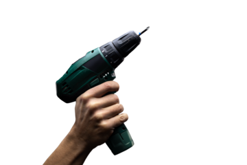 Cordless Screwdriver Held by a Hand Isolated from Background