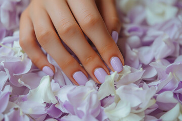 Fototapeta premium Womans Hands With Purple and White Nails