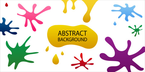 Modern geometrical abstract background with blots. Abstract blotch shapes background vector illustration. Object web design. Color paint splatter. Spray paint blur element. Colorful ink stains mess.