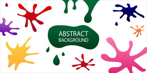 Obraz premium Modern geometrical abstract background with blots. Abstract blotch shapes background vector illustration. Object web design. Color paint splatter. Spray paint blur element. Colorful ink stains mess.