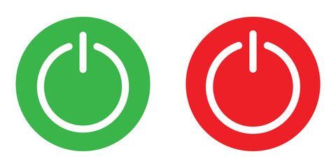 green and red power on off buttons. set of icon. vector symbol on transparent background.