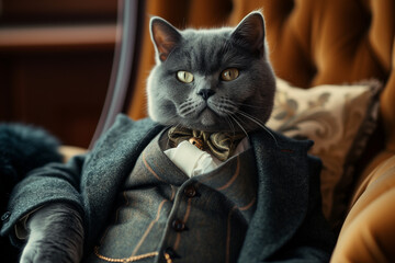A cat in a suit, a classic gentleman