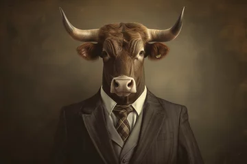 Rolgordijnen a bull in a business suit © Anastasiia Trembach