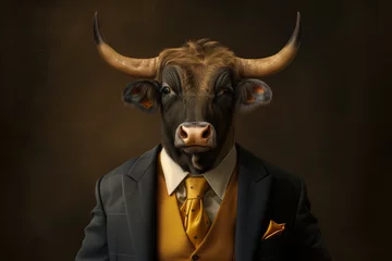 Zelfklevend Fotobehang a bull in a business suit © Anastasiia Trembach