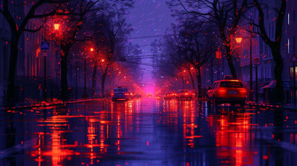 Crimson Twilight After the Rain