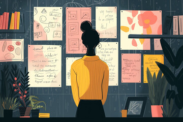 the girl at the bulletin board