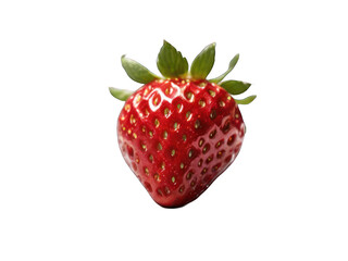 Isolated ripe red strawberry on a white background, showcasing its freshness, juiciness, and deliciousness