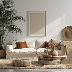 Front View Photo of a Scandinavian Living Room