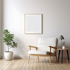 Blank Frame in a Minimalist Living Room Interior