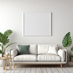 Blank Frame in a Minimalist Living Room Interior