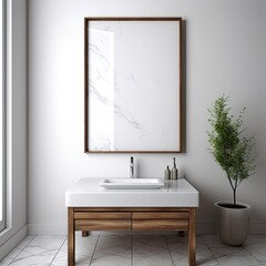 Fototapeta premium Blank Frame in a Modern Bathroom Interior