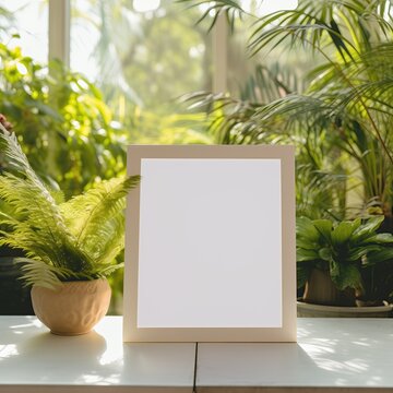 Blank Frame Mockup  in a Sunlit Conservatory