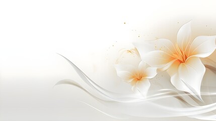 Delicate spa plumeria or frangipani on whiye . horizontal realistic illustration