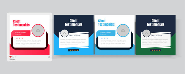 client testimonials social media post banner design template, Customer feedback review, or testimonial social media post template